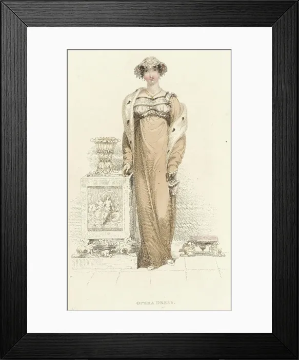Framed Print : Fashion Plate (Opera Dress), 1813. Creator: Rudolph Ackermann Framed Print : Fashion Plate (Opera Dress), 1813. Creator: Rudolph Ackermann