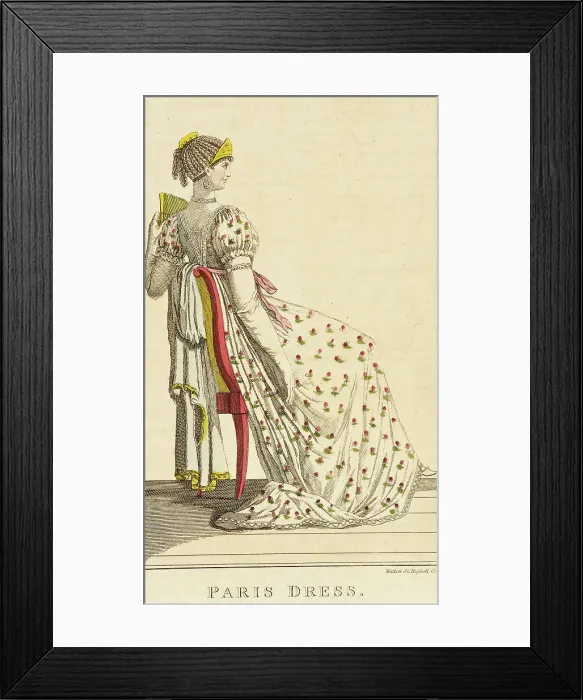 Framed Print : Fashion Plate (Paris Dress), between circa 1800 and circa 1805. Creator: Unknown Framed Print : Fashion Plate (Paris Dress), between circa 1800 and circa 1805. Creator: Unknown