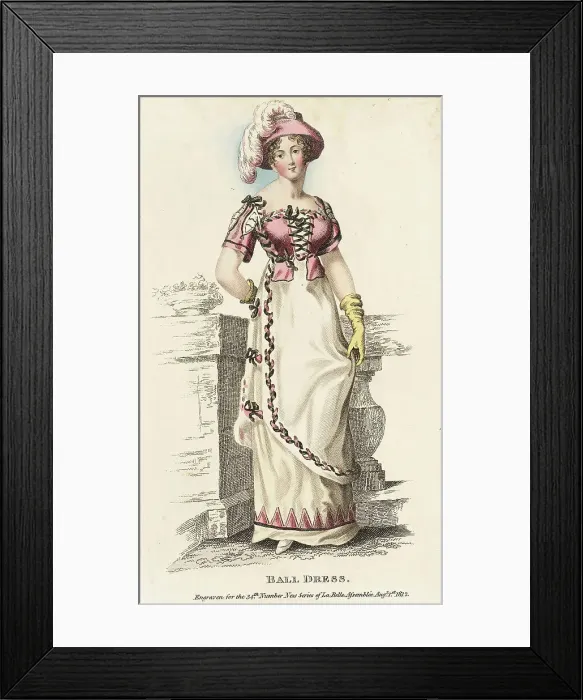 Framed Print : Fashion Plate (Ball Dress), 1812. Creator: John Bell Framed Print : Fashion Plate (Ball Dress), 1812. Creator: John Bell