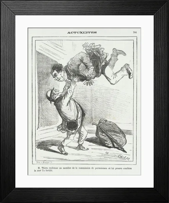 Framed Print : Mr. Thiers embrasse un membre de la comission de permanence et lui prouve combien... 1872. Creator: Cham Framed Print : Mr. Thiers embrasse un membre de la comission de permanence et lui prouve combien... 1872. Creator: Cham