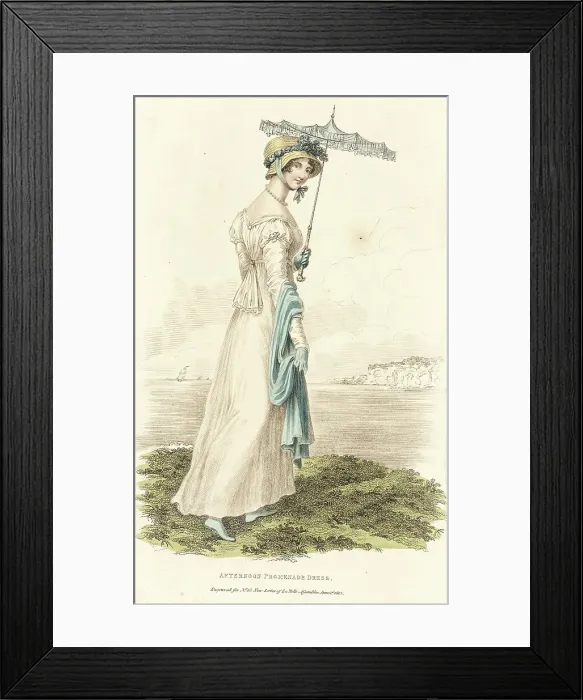 Framed Print : Fashion Plate (Afternoon Promenade Dress), 1813. Creator: John Bell Framed Print : Fashion Plate (Afternoon Promenade Dress), 1813. Creator: John Bell