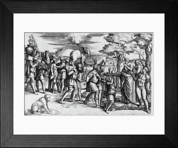 Framed Print : Melchizedek Offering Bread and Wine to Abraham, between 1554 and 1561. Creator: Battista Franco Veneziano Framed Print : Melchizedek Offering Bread and Wine to Abraham, between 1554 and 1561. Creator: Battista Franco Veneziano