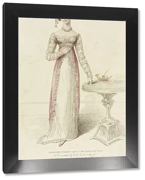Fashion Plate (Dinner Dress and the Platoff Cap), 1814. Creator: John Bell