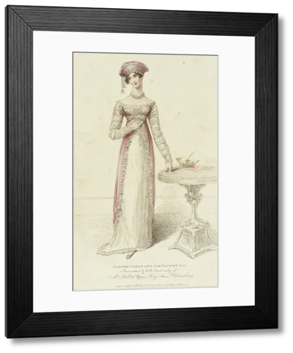 Framed Print : Fashion Plate (Dinner Dress and the Platoff Cap), 1814. Creator: John Bell Framed Print : Fashion Plate (Dinner Dress and the Platoff Cap), 1814. Creator: John Bell