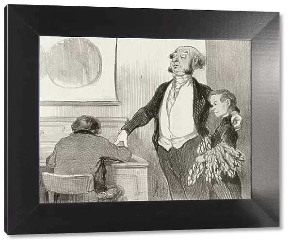 Dans cette réclame que vous allez envoyer à tous les journaux... 1846. Creator: Honore Daumier
