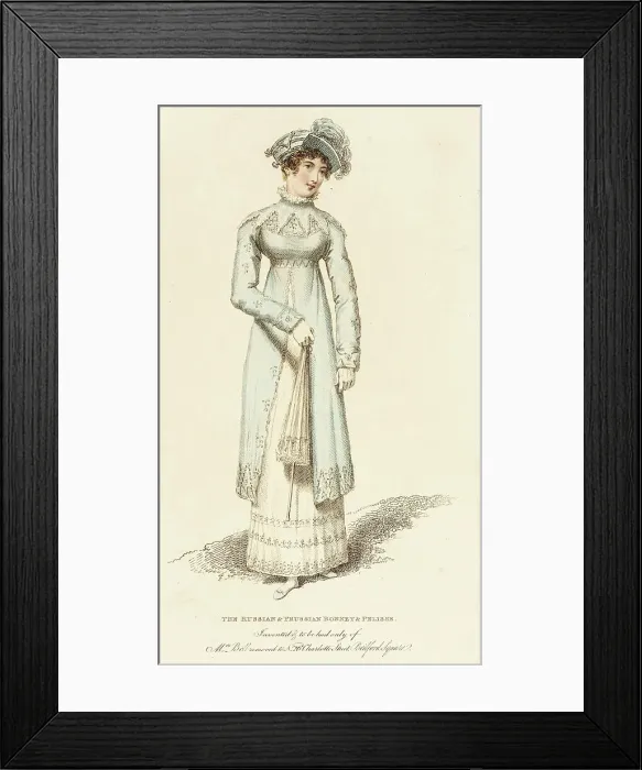 Framed Print : Fashion Plate (The Russian & Prussian Bonnet & Pelisse), 1814. Creator: John Bell. Fashion Plate (The Russian & Prussian Bonnet & Pelisse), 1814. Creator: John Bell Framed Print : Fashion Plate (The Russian & Prussian Bonnet & Pelisse), 1814. Creator: John Bell. Fashion Plate (The Russian & Prussian Bonnet & Pelisse), 1814. Creator: John Bell