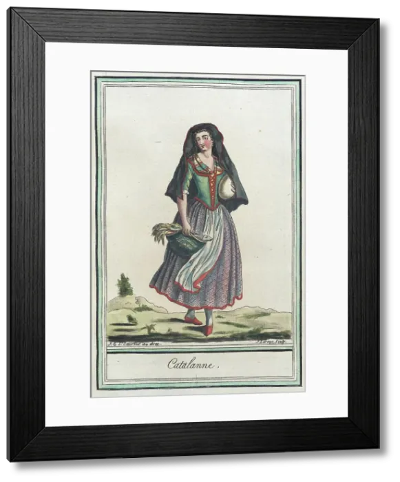 Framed Print : Costumes de Différents Pays, Catalanne, c1797. Creator: Jacques Grasset de Saint-Sauveur Framed Print : Costumes de Différents Pays, Catalanne, c1797. Creator: Jacques Grasset de Saint-Sauveur