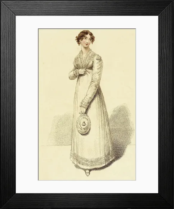 Framed Print : Fashion Plate (Dinner Dress), 1815. Creator: John Bell Framed Print : Fashion Plate (Dinner Dress), 1815. Creator: John Bell
