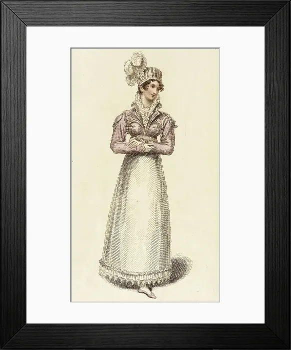 Framed Print : Fashion Plate (Angouleme Walking Dress), 1815. Creator: John Bell Framed Print : Fashion Plate (Angouleme Walking Dress), 1815. Creator: John Bell