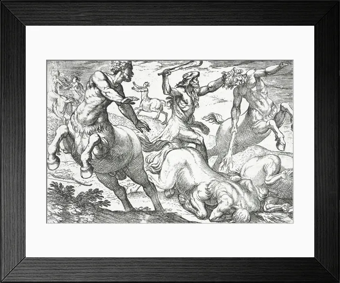 Framed Print : Hercules and the Centaurs, 1608. Creators: Nicolaus van Aelst, Antonio Tempesta Framed Print : Hercules and the Centaurs, 1608. Creators: Nicolaus van Aelst, Antonio Tempesta
