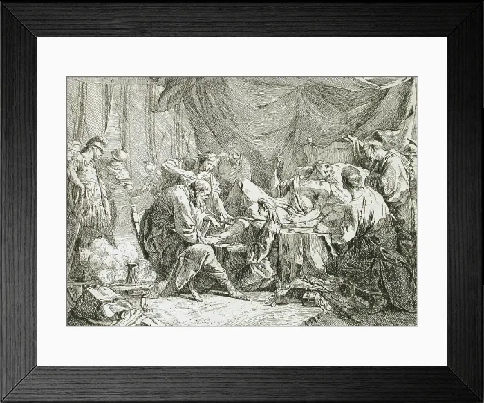 Framed Print : Wounded Antiochus after His Fall Dictating His Will, 1738. Creator: Noël Hallé Framed Print : Wounded Antiochus after His Fall Dictating His Will, 1738. Creator: Noël Hallé