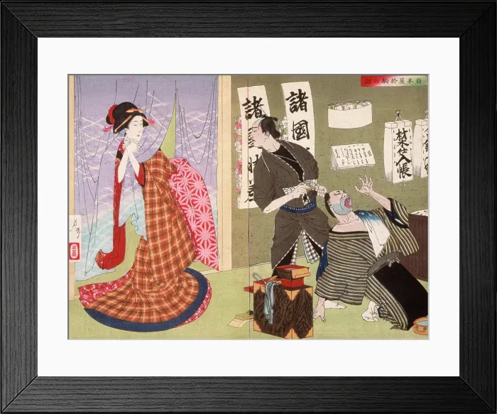 Framed Print : The Story of Okoma of Shirokiya, 1886. Creator: Tsukioka Yoshitoshi Framed Print : The Story of Okoma of Shirokiya, 1886. Creator: Tsukioka Yoshitoshi
