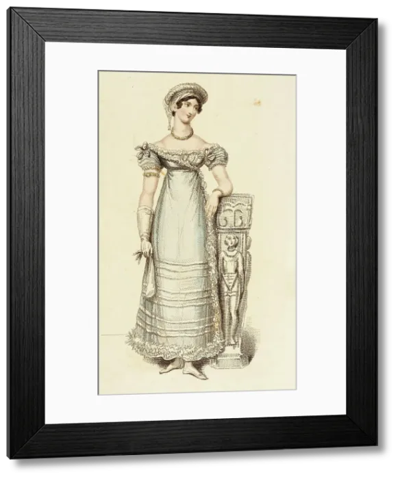Framed Print : Fashion Plate (Evening Dress), 1815. Creator: John Bell Framed Print : Fashion Plate (Evening Dress), 1815. Creator: John Bell
