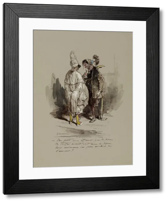 Framed Print : Two Men in Fancy Dress Costumes, 1804-1866. Creator: Paul Gavarni Framed Print : Two Men in Fancy Dress Costumes, 1804-1866. Creator: Paul Gavarni
