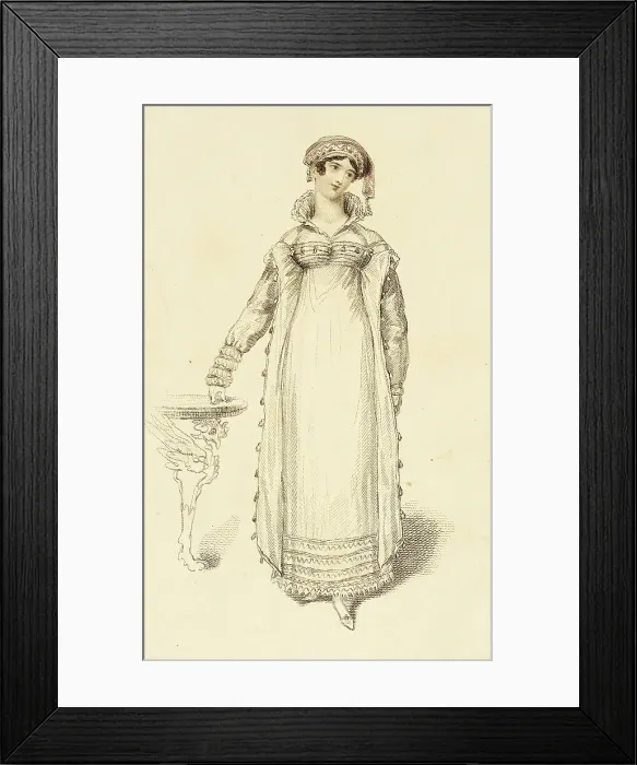 Framed Print : Fashion Plate (Costume for Dinner Parties), 1816. Creator: John Bell Framed Print : Fashion Plate (Costume for Dinner Parties), 1816. Creator: John Bell