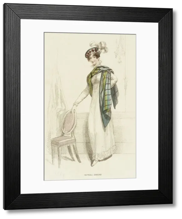 Framed Print : Fashion Plate (Opera Dress), 1814. Creator: Unknown Framed Print : Fashion Plate (Opera Dress), 1814. Creator: Unknown