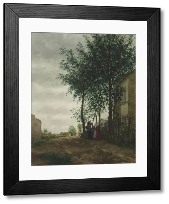 Framed Print : Two Figures beside a Country Road, 1861. Creator: Leon Bonvin Framed Print : Two Figures beside a Country Road, 1861. Creator: Leon Bonvin