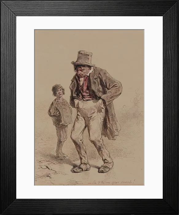 Framed Print : Intoxicated Man and Boy, c1859. Creator: Paul Gavarni
