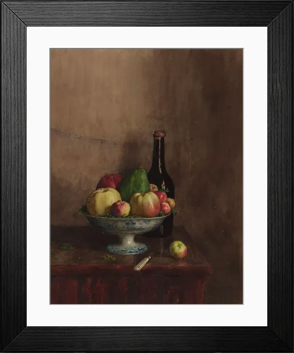 Framed Print : Still Life with Fruit Bowl (Quinces, Apples and a Pear), 1863. Creator: Leon Bonvin Framed Print : Still Life with Fruit Bowl (Quinces, Apples and a Pear), 1863. Creator: Leon Bonvin