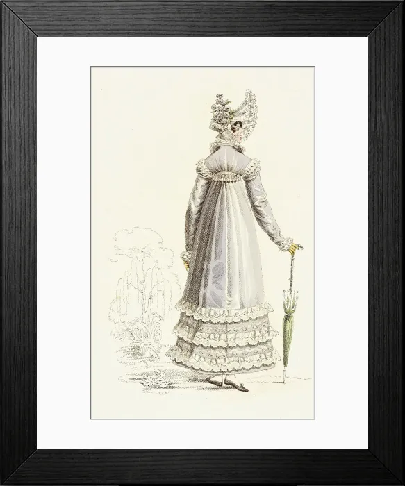 Framed Print : Fashion Plate (Public Promenade Dress), 1819. Creator: John Bell Framed Print : Fashion Plate (Public Promenade Dress), 1819. Creator: John Bell