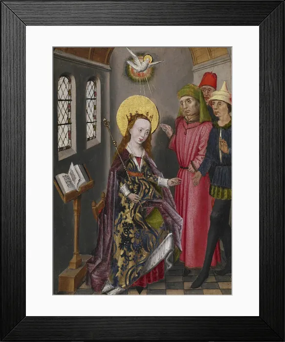 Framed Print : Part of an Altarpiece with Three Scenes from the Life of Saint Catherine, c1480. Creator: Unknown Framed Print : Part of an Altarpiece with Three Scenes from the Life of Saint Catherine, c1480. Creator: Unknown