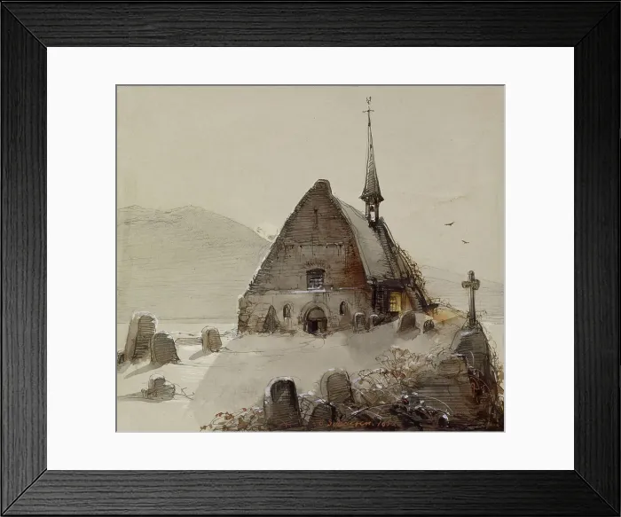 Framed Print : Mountain Scene, 1852. Creator: Caspar Scheuren Framed Print : Mountain Scene, 1852. Creator: Caspar Scheuren