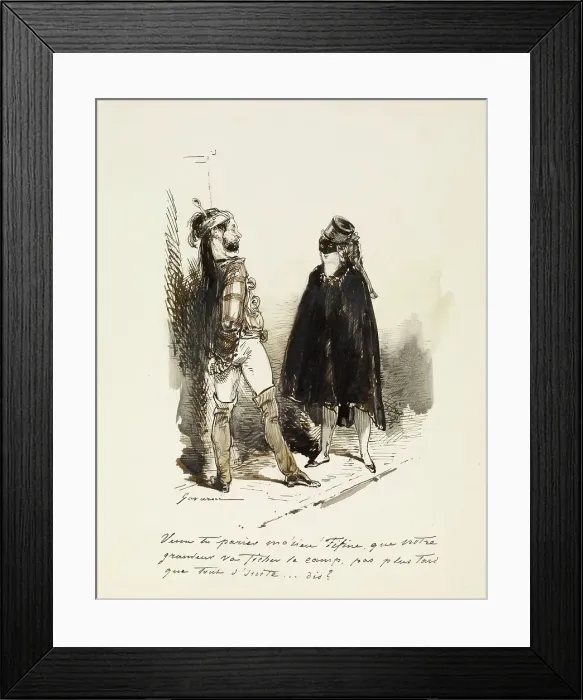 Framed Print : Man and woman in Masquerade costumes, 1804-1866. Creator: Paul Gavarni Framed Print : Man and woman in Masquerade costumes, 1804-1866. Creator: Paul Gavarni