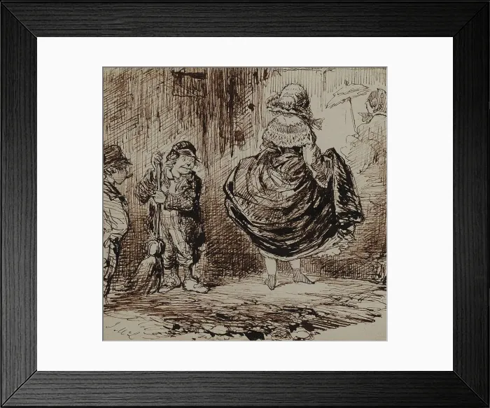 Framed Print : Urchins Looking at a Lady Lifting Her Skirt, c1859. Creator: John McLenan Framed Print : Urchins Looking at a Lady Lifting Her Skirt, c1859. Creator: John McLenan