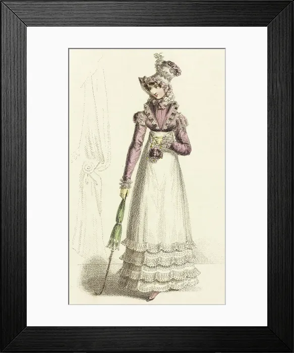 Framed Print : Fashion Plate (Walking Dress), 1820. Creator: John Bell Framed Print : Fashion Plate (Walking Dress), 1820. Creator: John Bell