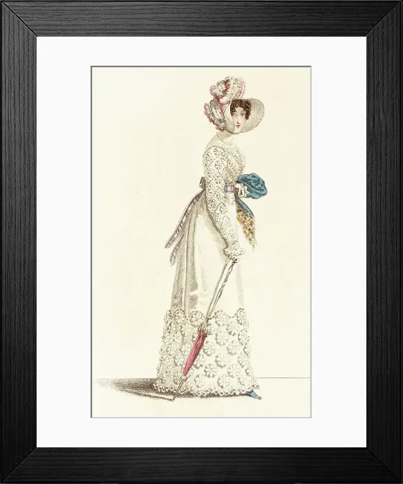 Framed Print : Fashion Plate (Parisian Summer Promenade Dress), 1820. Creator: John Bell