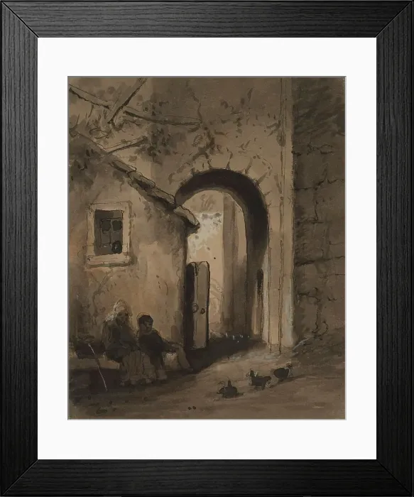 Framed Print : Children Outside a Gate, mid 19th century. Creator: Alfred Jacob Miller Framed Print : Children Outside a Gate, mid 19th century. Creator: Alfred Jacob Miller