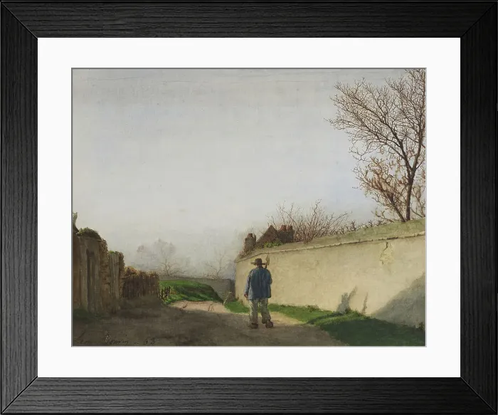 Framed Print : Country Road with Peasant, 1863. Creator: Leon Bonvin Framed Print : Country Road with Peasant, 1863. Creator: Leon Bonvin