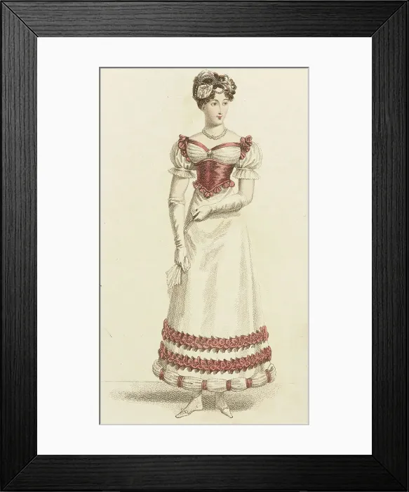 Framed Print : Fashion Plate (Parisian Ball Dress), 1821. Creator: John Bell Framed Print : Fashion Plate (Parisian Ball Dress), 1821. Creator: John Bell