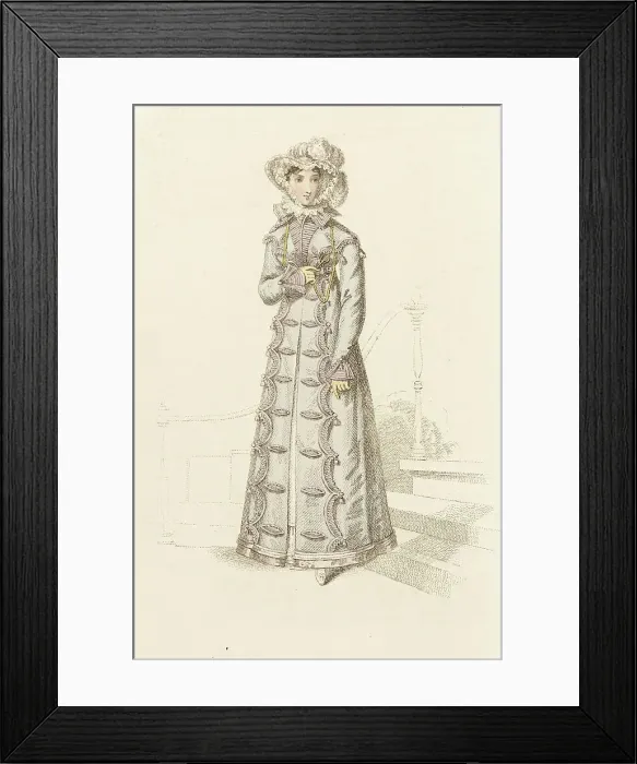 Framed Print : Fashion Plate (Carriage Dress), 1821. Creator: John Bell Framed Print : Fashion Plate (Carriage Dress), 1821. Creator: John Bell