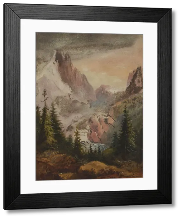 Framed Print : View of Mountains, mid 19th century. Creator: Alfred Jacob Miller Framed Print : View of Mountains, mid 19th century. Creator: Alfred Jacob Miller