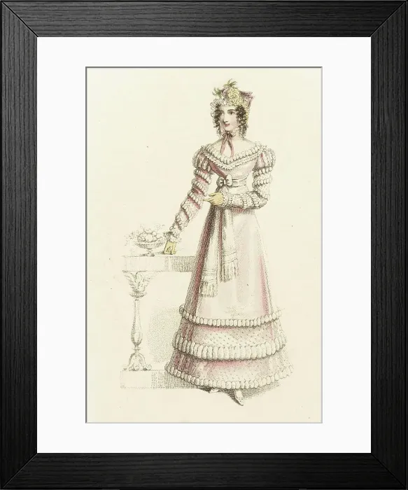 Framed Print : Fashion Plate (Dinner Dress), 1821. Creator: John Bell Framed Print : Fashion Plate (Dinner Dress), 1821. Creator: John Bell
