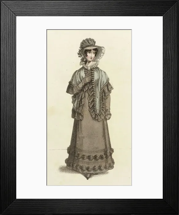 Framed Print : Fashion Plate (Walking Dress), 1821. Creator: John Bell Framed Print : Fashion Plate (Walking Dress), 1821. Creator: John Bell