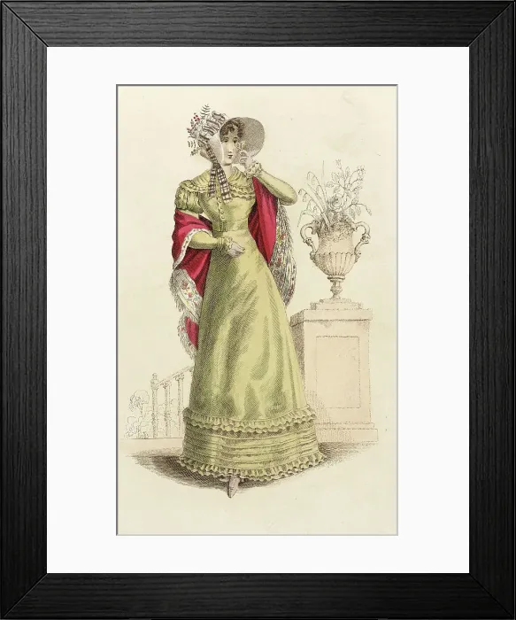 Framed Print : Fashion Plate (Parisian Walking Dress), 1821. Creator: John Bell Framed Print : Fashion Plate (Parisian Walking Dress), 1821. Creator: John Bell