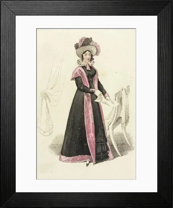 Framed Print : Fashion Plate (Carriage Dress), 1821. Creator: John Bell Framed Print : Fashion Plate (Carriage Dress), 1821. Creator: John Bell