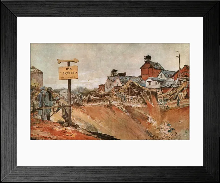 Framed Print : Les entonnoirs de Ham, 1917. Creator: Francois Flameng Framed Print : Les entonnoirs de Ham, 1917. Creator: Francois Flameng