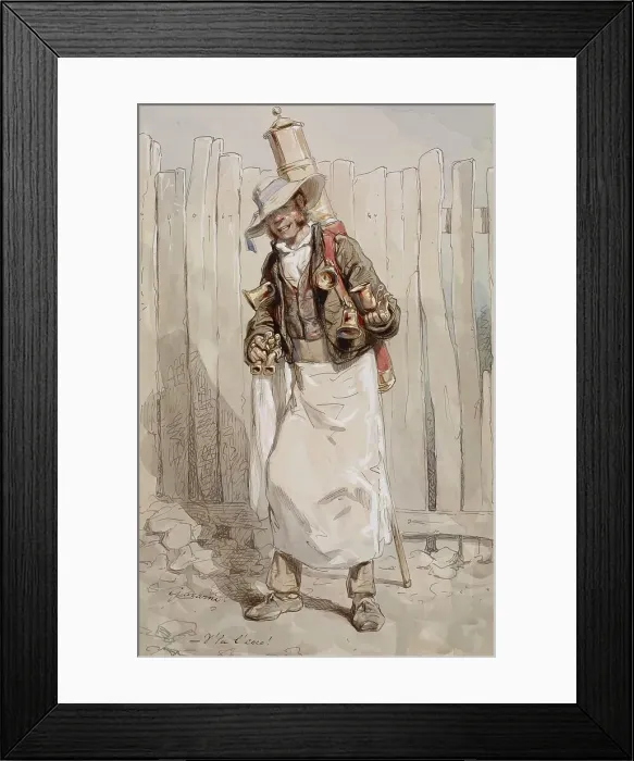 Framed Print : V'la l'coco: The Chocolate Vendor, 1855-1857. Creator: Paul Gavarni Framed Print : V'la l'coco: The Chocolate Vendor, 1855-1857. Creator: Paul Gavarni