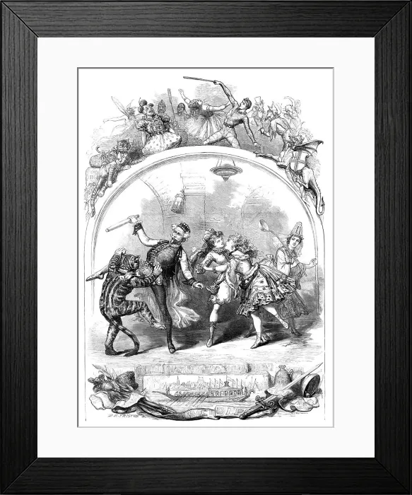 Framed Print : The Pantomime at Drury Lane: Whittington and his Cat, 1876. Creator: David Henry Friston. The Pantomime at Drury Lane: Whittington and his Cat, 1876. Creator: David Henry Friston Framed Print : The Pantomime at Drury Lane: Whittington and his Cat, 1876. Creator: David Henry Friston. The Pantomime at Drury Lane: Whittington and his Cat, 1876. Creator: David Henry Friston