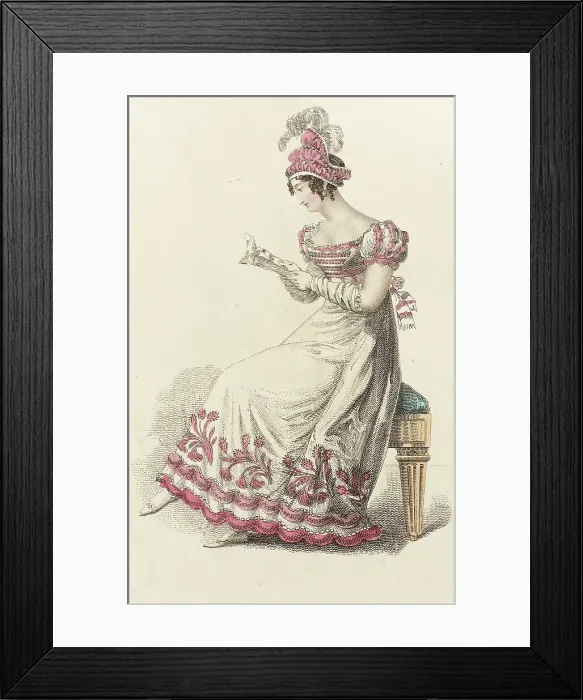 Framed Print : Fashion Plate (Ball Dress), 1822. Creator: John Bell Framed Print : Fashion Plate (Ball Dress), 1822. Creator: John Bell