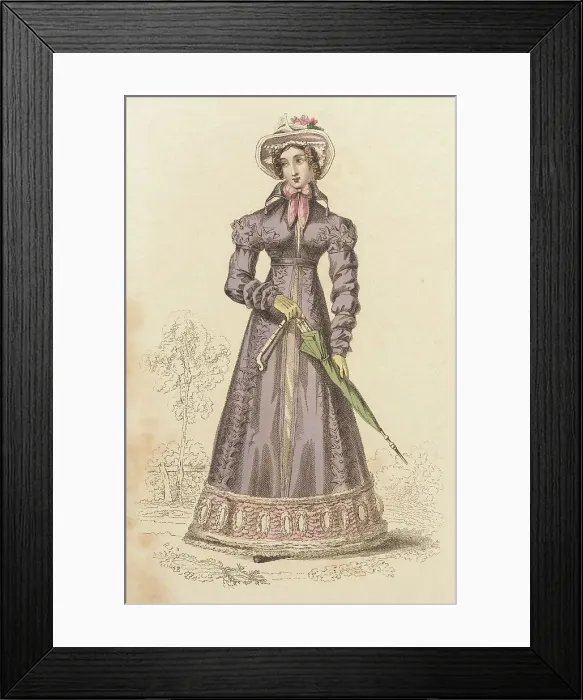 Framed Print : Fashion Plate (Carriage Dress), 1824. Creator: John Bell Framed Print : Fashion Plate (Carriage Dress), 1824. Creator: John Bell
