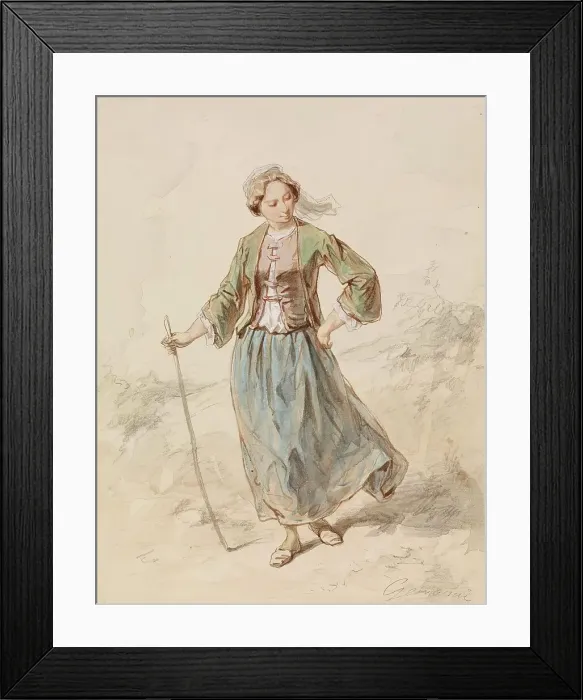 Framed Print : Peasant Girl, 1859-1865. Creator: Paul Gavarni Framed Print : Peasant Girl, 1859-1865. Creator: Paul Gavarni