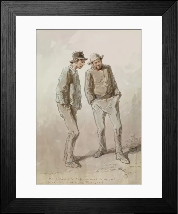 Framed Print : Two Peasants, 1855-1857. Creator: Paul Gavarni Framed Print : Two Peasants, 1855-1857. Creator: Paul Gavarni
