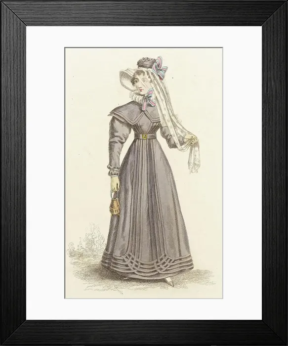 Framed Print : Fashion Plate (Walking Dress), 1824. Creator: John Bell Framed Print : Fashion Plate (Walking Dress), 1824. Creator: John Bell