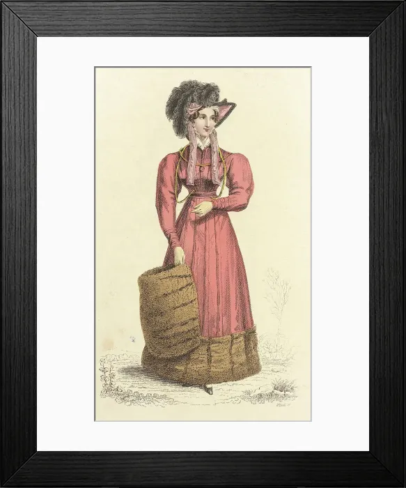 Framed Print : Fashion Plate (Carriage Dress), 1824. Creator: John Bell Framed Print : Fashion Plate (Carriage Dress), 1824. Creator: John Bell