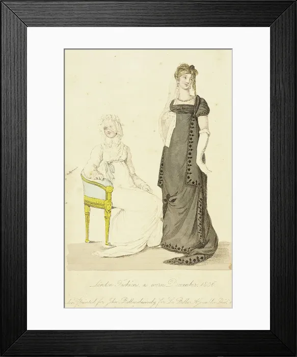 Framed Print : Fashion Plate (London Fashions As Worn December 1806), 1806. Creator: John Bell Framed Print : Fashion Plate (London Fashions As Worn December 1806), 1806. Creator: John Bell