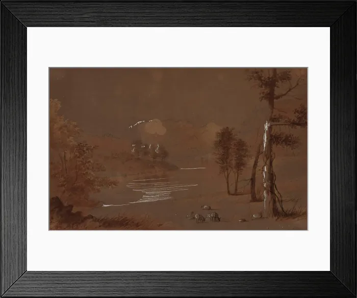 Framed Print : Lake and Mountain View, 19th century. Creator: Alfred Jacob Miller Framed Print : Lake and Mountain View, 19th century. Creator: Alfred Jacob Miller
